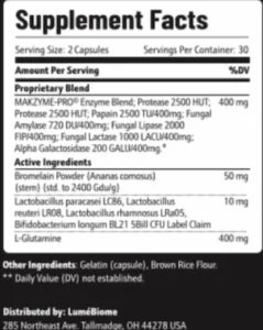 LuméBiome Daily Probiotic Supplements facts